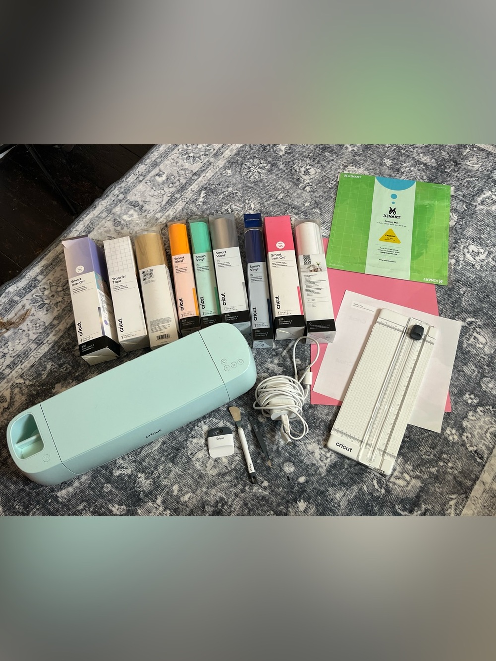 Cricut Explore 3 Mint Cutting Machine with Assorted Vinyl Rolls and Tools